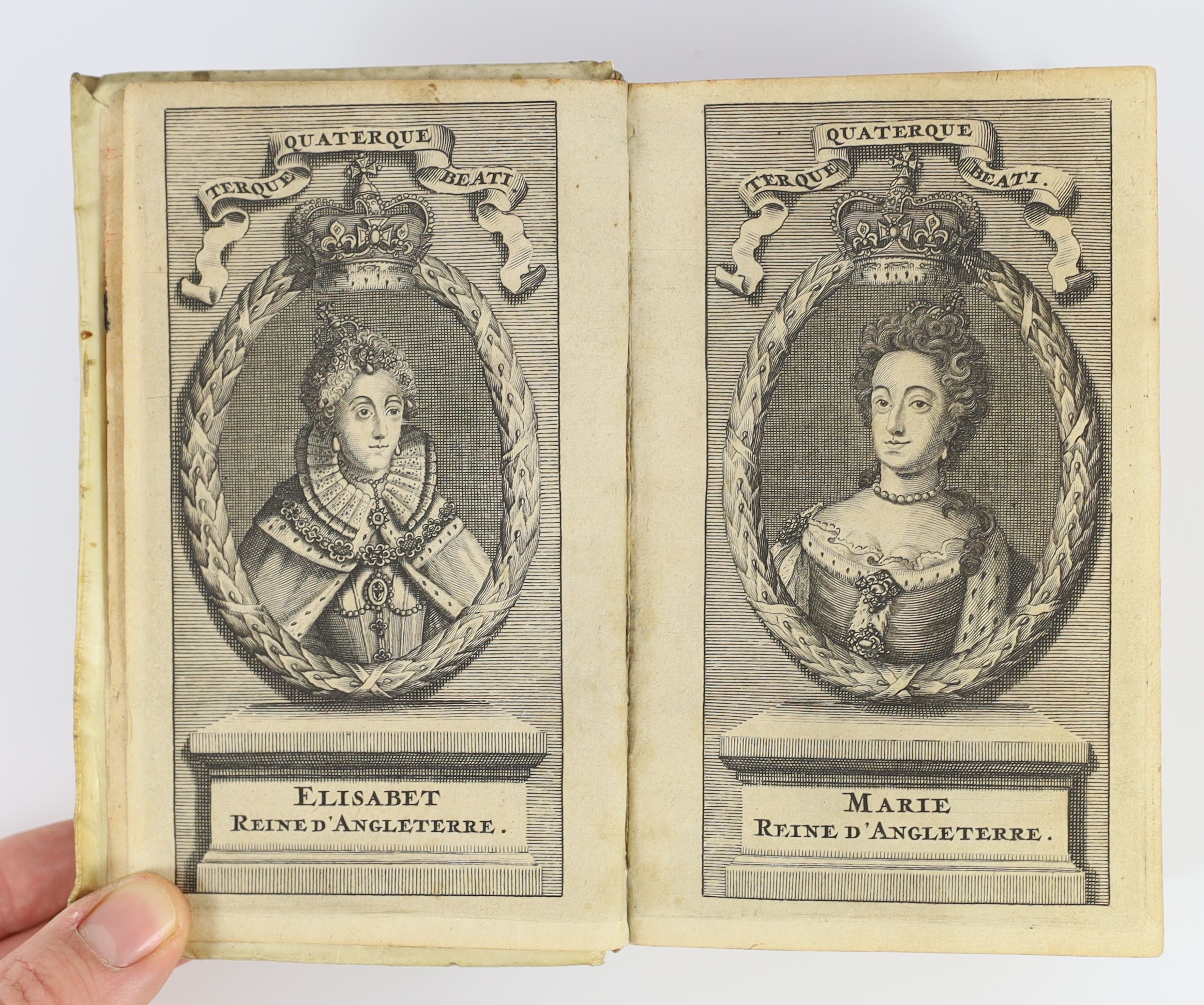 Melville, James, Sir - Memoires de Jaques Melvil, 12mo, vellum with yapp edges , Adrian Moetjens, bound with Bohun, Edmund - Le Caractere de la Reine Elizabet, Jean Alberts, both La Haye, 1694